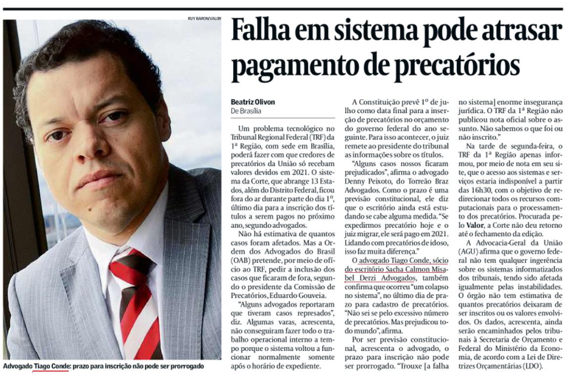 Tiago Conde comenta possível atraso no pagamento de precatórios